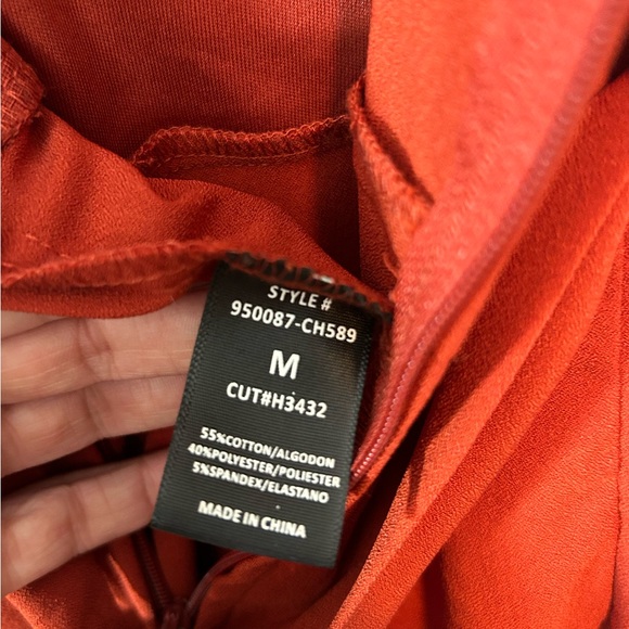 Have Jumpsuit Womens Large Burnt Orange Stretchy Wide Leg High Waist Tie Buttons - Picture 12 of 14